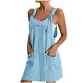 thumbnail image 1 of Ahabrexf Summer Casual Dresses for Women Sleeveless Scoop Neck Stripe Spaghetti Dress Swing Sling Strap Dress, 1 of 5