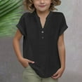 thumbnail image 1 of Ahabrexf Shorts for Women, Summer Fashion Solid V-Neck Loose Button Front T-Shirt Blouse, 1 of 9