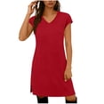thumbnail image 1 of Ahabrexf Summer Nightgowns for Women Long Sleeve V-Neck Printed Loose Short Nightgown, 1 of 6