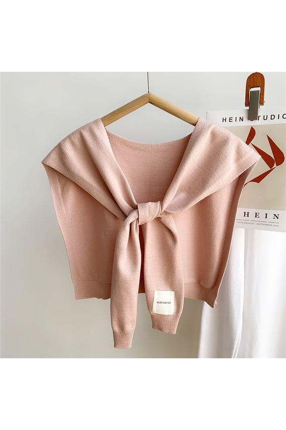 Sweaters for Women Plus Size Sweater Shawl Wraps for Women Solid Color Knitted Knotted Shawls Winter False Collar Cape Shoulder Tops Fashion Wrap Women Sweaters for Fall