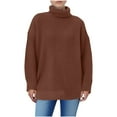 thumbnail image 1 of Ahabrexf Jackets for Women, Long Sleeve Solid Color Knitted High Neck Pullover Sweater, 1 of 6