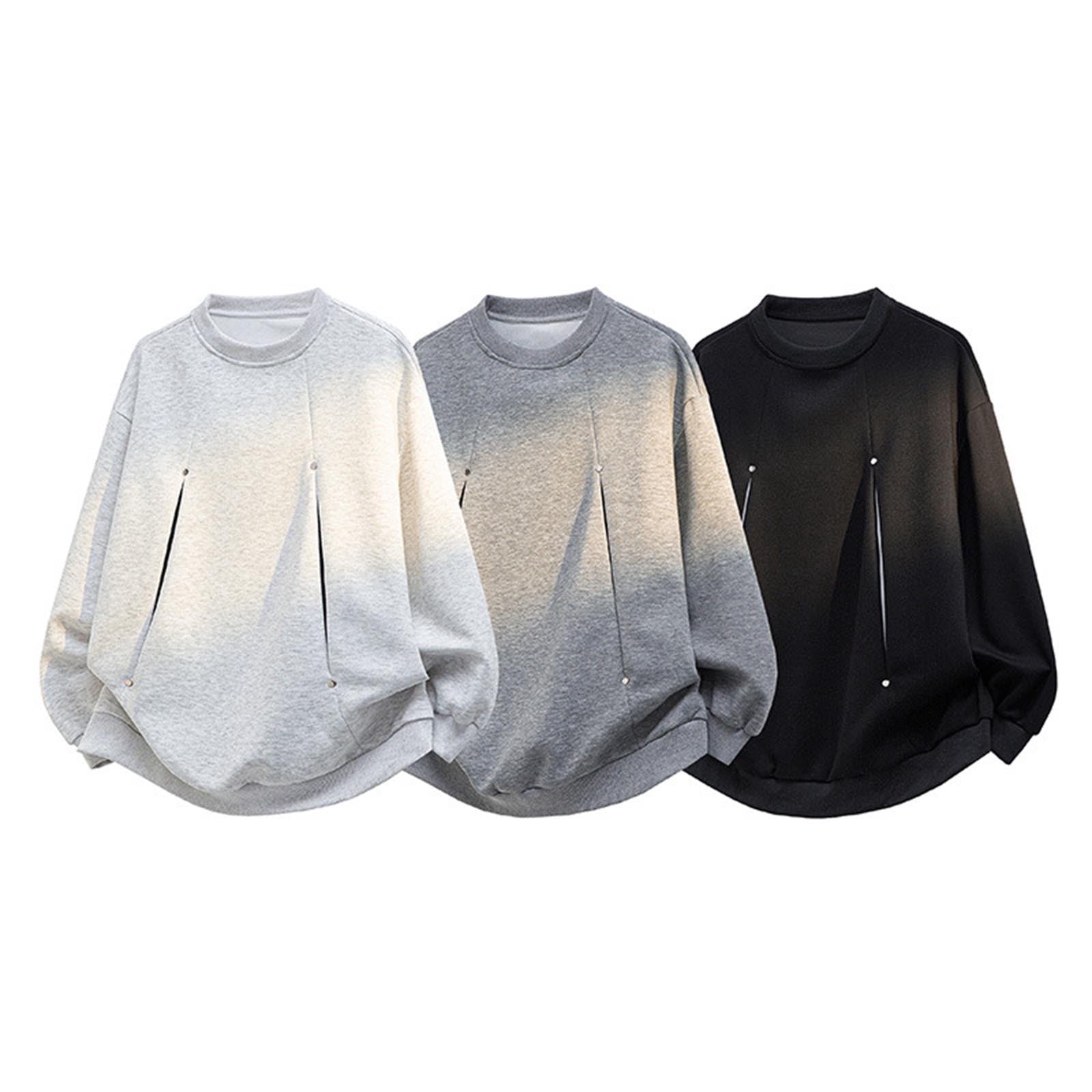 Ahabrexf Sweatshirt Men's Black Loose Fit Crew Neck Long Sleeve ...