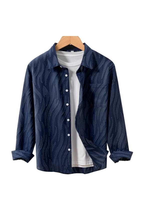 Coats for Men, Classic Hue Everyday Lapel Long Sleeve Button Cardigan Shirt Coat