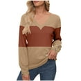 thumbnail image 1 of Ahabrexf Womens Winter Jacket, Color Blocked Printed V-Neck Long Sleeve Casual Pullover Top, 1 of 4