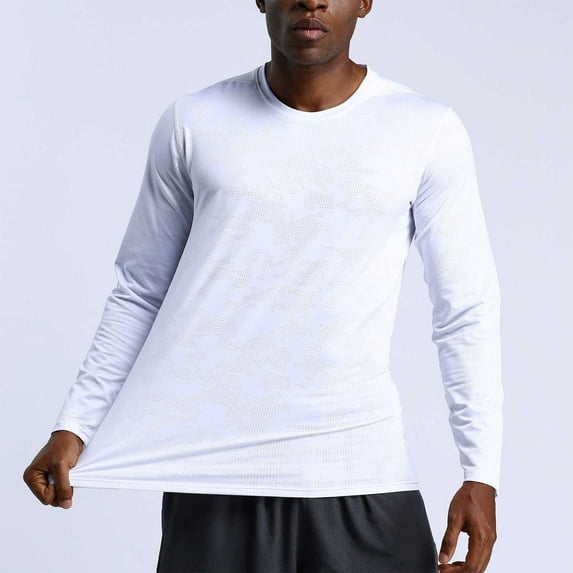 Ahabrexf Man Solid Color Sports Fitness Speed Dry Running Long Sleeve Top