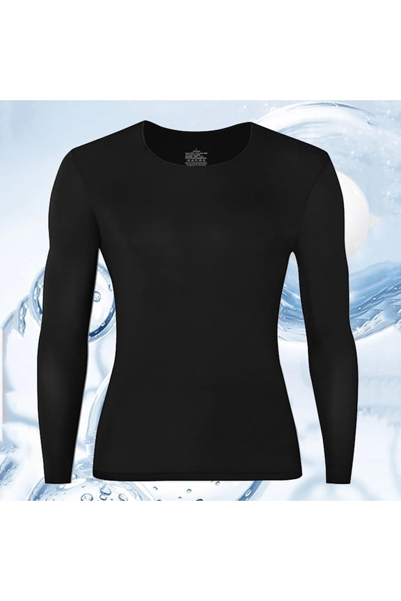 The Running Man,Solid Color Elastic Base Layer Long Sleeve Top for Fitness and Warmth