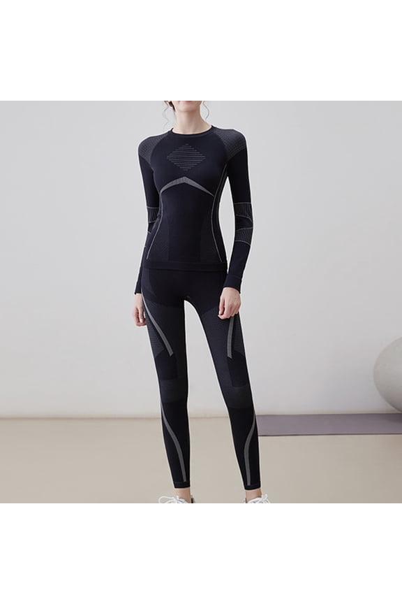 Thermal Underwear for Women,Winter Round Neck Tight Skiing Sports Base Layer Set