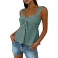 Ahabrexf Tie Front Top for Women Lace Up Front with Ruffled Edges and ...