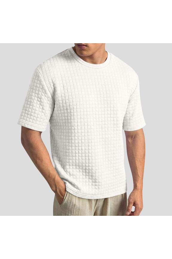 Title: Low Cut Top, Men's Solid Color Short Sleeve Crew Neck Casual Tee with Modern Loose Fit for Everyday Wear