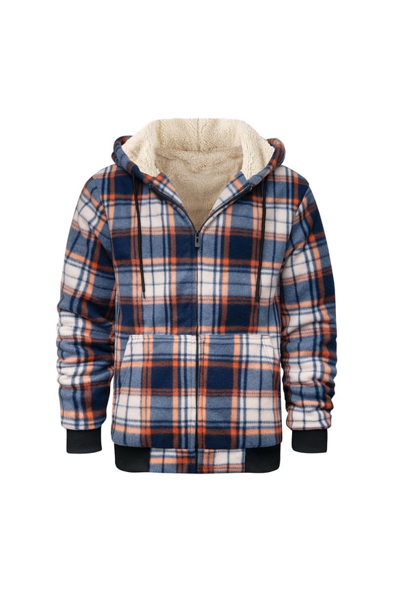 Funny Christmas Gifts, Plaid Fleece Trench Coat Jacket for Men's Warm Long Sleeve Outerwear