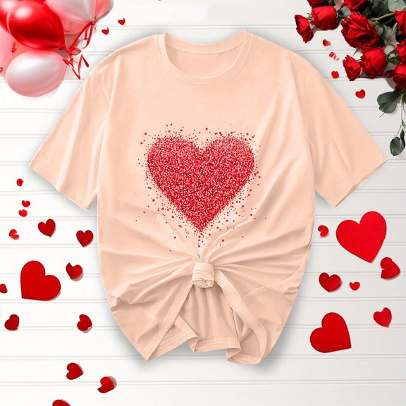 Ahabrexf Tshirts for Womens,Printed Round Neck Short Sleeve Vintage Classic Topshirt