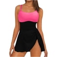 thumbnail image 1 of Ahabrexf Two Pc Bathing Suits for Women High Waisted Ruched Swimsuits with Skirt Polyester Swimsuit, 1 of 9