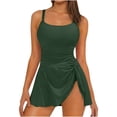 thumbnail image 1 of Ahabrexf Two Pc Bathing Suits for Women High Waisted Ruched Swimsuits with Skirt Polyester Swimsuit, 1 of 9