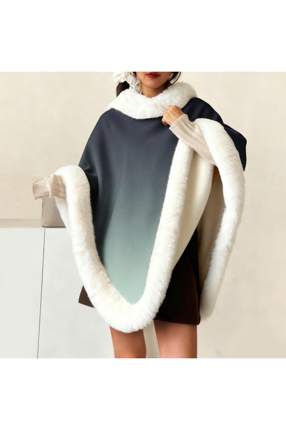 Warm Clothes for Women,Printed Fuzz Sleeveless Shawl with Thick Collar for Home
