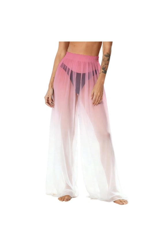 Wide Leg Beach Pants Chiffon Bohemian Print Lightweight Cover Up for Women Lounges Pants