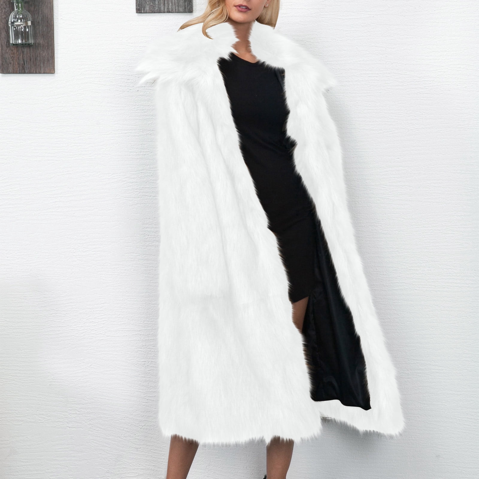 Women's winter long solid color jacket with faux fur ball detachable hooded main image 0