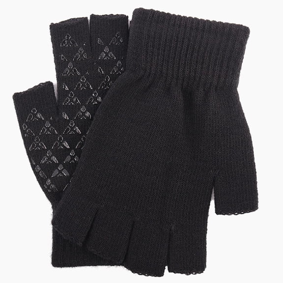 Ahabrexf Winter Gloves Women,Solid Color Half-Finger Outdoor Thickened Wool Casual Running Gloves for Men and Women