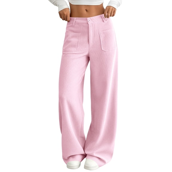 Ahabrexf Wide-Leg Mid-Low Rise Washed Denim Trousers in Solid Color for Women