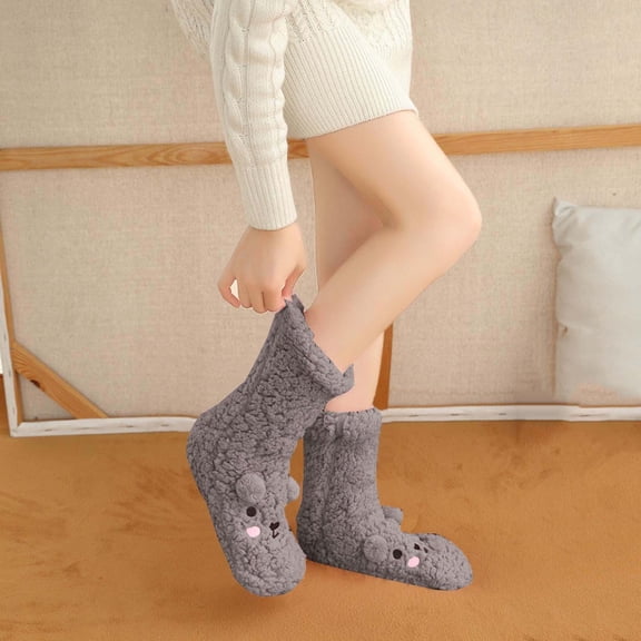Ahabrexf Winter Socks for Women,Thicker Fleece Floor Regular Casual Comfy Gifts