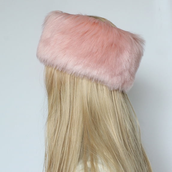 Ahabrexf Winter Headband for Men,Ladies Solid Color Warm Headband Imitation Fur Hat