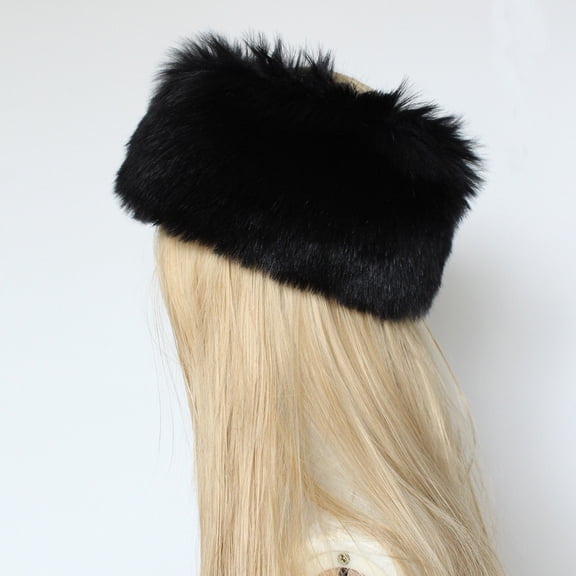 Ahabrexf Winter Headband for Men,Ladies Solid Color Warm Headband Imitation Fur Hat