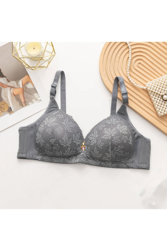 Woman's Embroidery Fashion Thin Style Ventilate Front Buckle Bra without Steel Rim