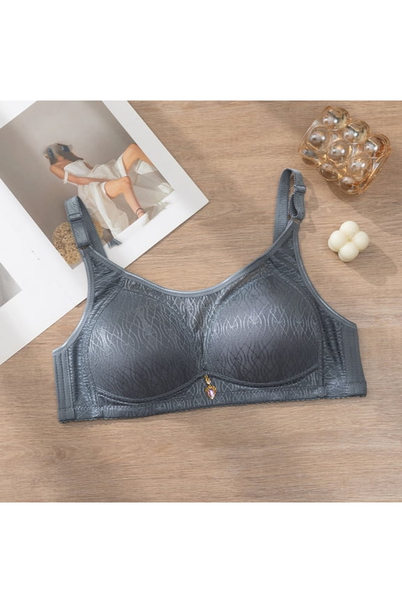 Woman's Embroidery Fashion Thin Style Ventilate Front Buckle Bra without Steel Rim