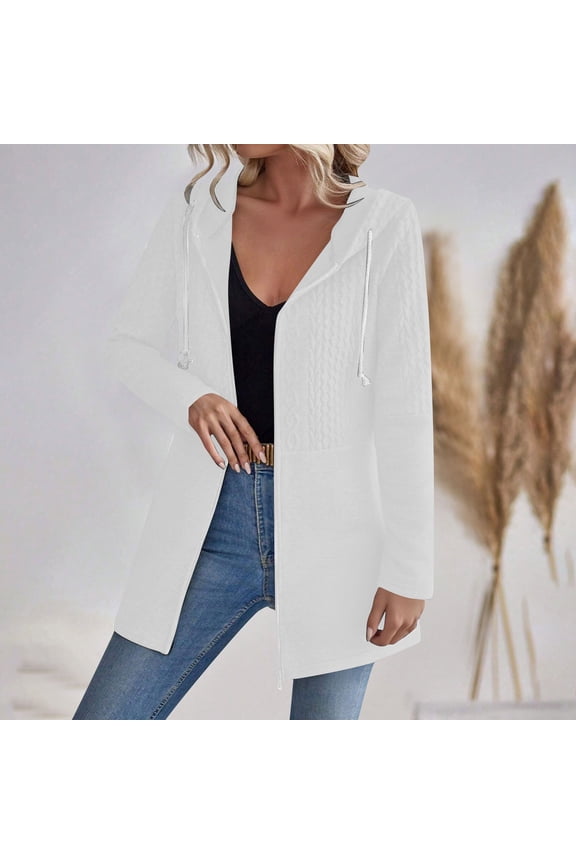 Striped Sweater Women, Long Sleeve Hooded Trench Coat with Multiple Pockets for Casual Wear