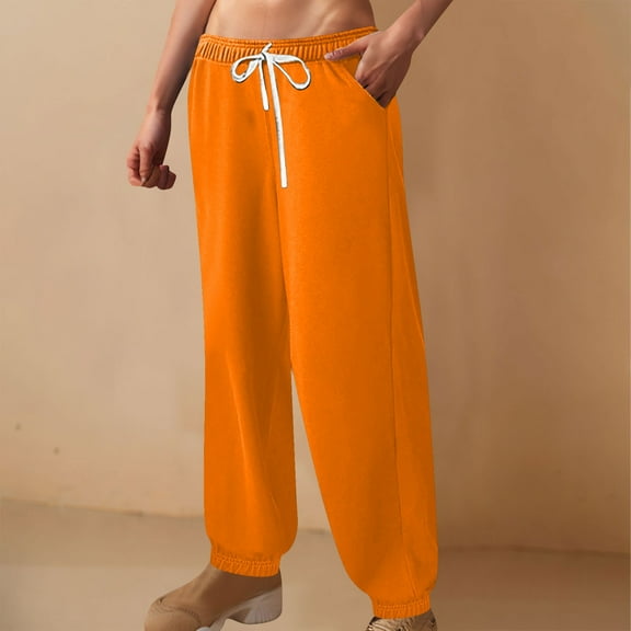 Ahabrexf Solid Color Sports Loose Casual Wide Leg Leggings for Women