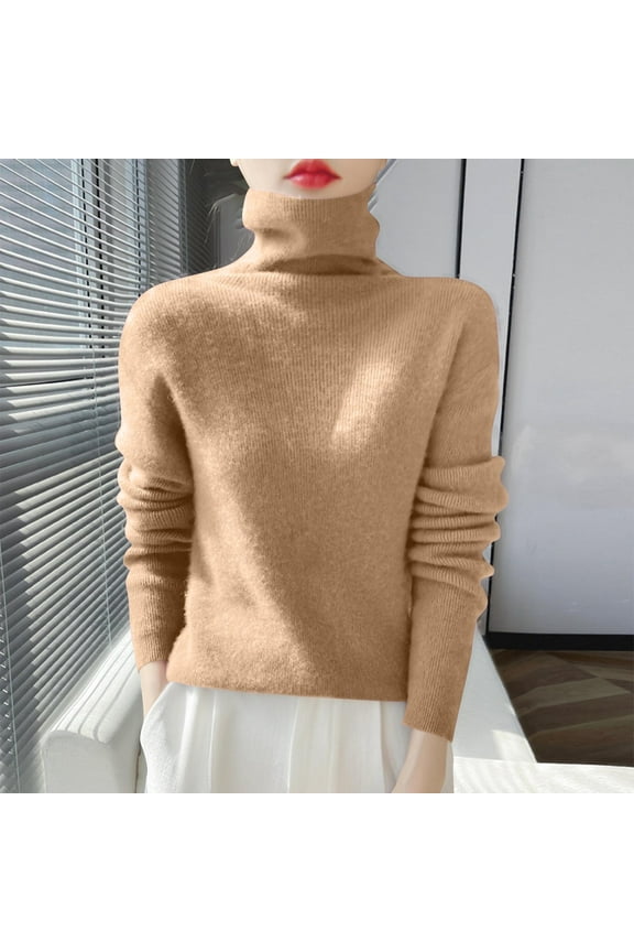 Jackets for Women Casual, Knitted Sweater Base Shirt Long Sleeve Fashionable Turtleneck Top