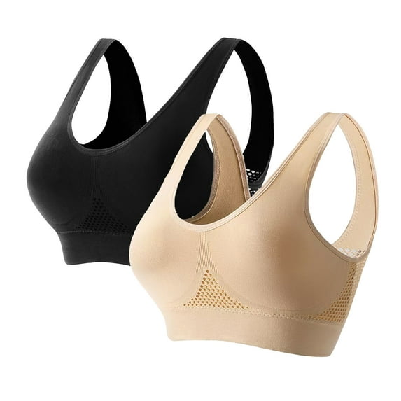Ahabrexf Sports Bras for Women Seamless Bra Wirefree Yoga Bra with Removable Pads,Breathable Bra Cool Air ,Womens Underwear Breathable Large Size Snug Bras No Steel Ring Seamless Underwear for Women