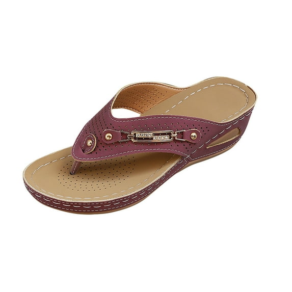 Ahabrexf Women Slippers Slide Sandals Non Beach Shoes Indoor Outdoor Casual Round Toe Comfortable Soft Breathable 2 Inch Heel