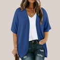 thumbnail image 1 of Ahabrexf Cardigan for Women Women Solid Color Plus Size Open Spring Summer Casual Short Sleeved Front Open Cardigan Womens Summer Clothes, 1 of 7