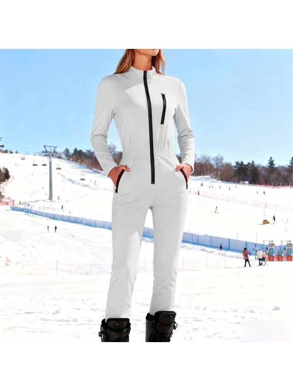 Women Thermal Ski Bodysuit Long Sleeve Half Zip Base Layer Jumpsuit Slim Fit Stretch One Piece for Skiing Snowboarding Cold Weather
