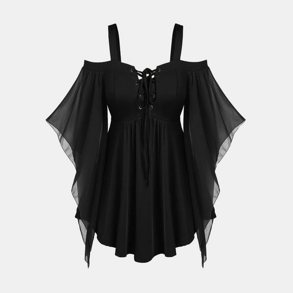 Ahabrexf Womens Tank Tops Women V-Neck Gothic T Tees Short Sleeve Irregular Mesh Bandage Tank Tops Womens Short Sleeve Tops