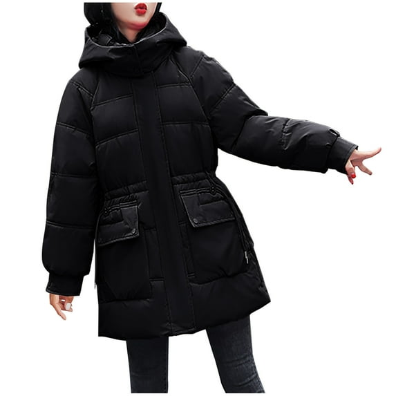 Ahabrexf Winter Coats for Women Women Warm Pocket Coat Long Jacket Winter Sleeve Down Parkas Jackets for Women