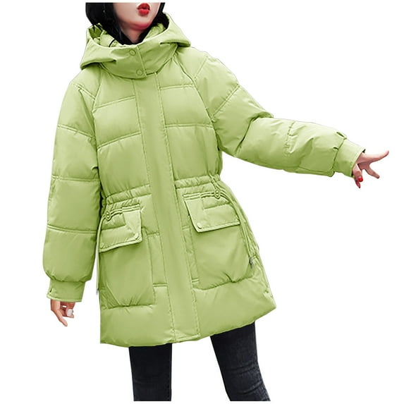 Ahabrexf Winter Coats for Women, Warm Pocket Long Jacket Down Parkas with Winter Sleeve
