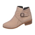 thumbnail image 1 of Ahabrexf Women's Ankle Boots Pointed Toe Side Zipper Comfortable Low Chunky Heel Faux Leather Solid Color Casual Short Boots for Fall Winter, 1 of 9