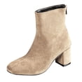 thumbnail image 1 of Ahabrexf Women's Ankle Boots Square Toe Block Mid Heel Rear Zip Plus Size Winter Casual Short Boots Comfortable Daily Wear Warm Lining Soft, 1 of 9