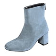 thumbnail image 1 of Ahabrexf Women's Ankle Boots Square Toe Block Mid Heel Rear Zip Plus Size Winter Casual Short Boots Comfortable Daily Wear Warm Lining Soft, 1 of 8