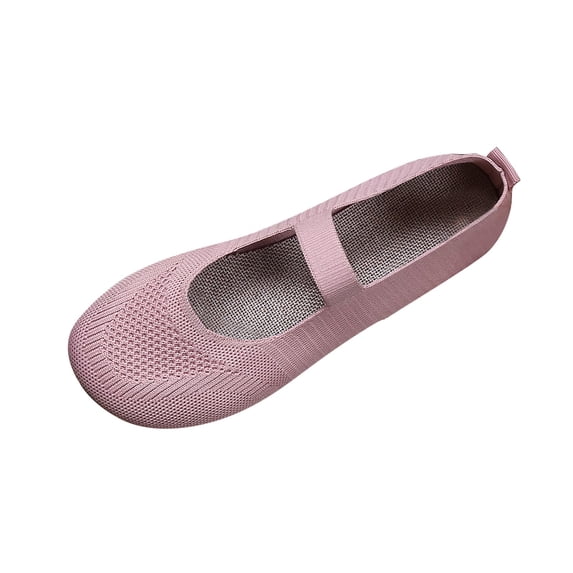 Ahabrexf Women's Ballet Flats Breathable Knit Shoes Slip On Casual Round Toe Soft Sole Lightweight Low Top Work Shoes