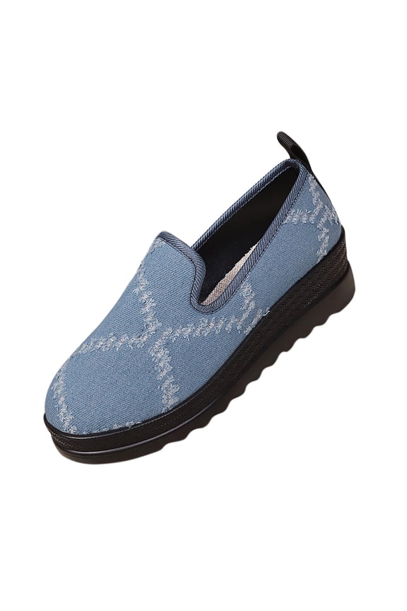 Women's Casual Breathable Soft Slip-On Sneakers Lightweight Walking Shoes Round Toe Flat Classic Solid Color for Winter Daily Comfort