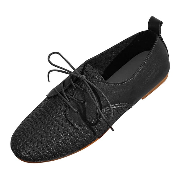 Ahabrexf Women's Casual Flats Breathable Woven Lace Up Shoes Lightweight Comfortable Everyday Flats for Women for Work Commute Spring Summer