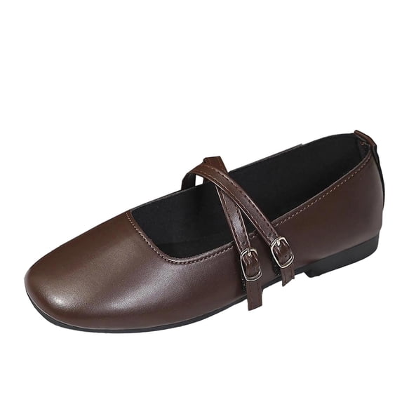 Ahabrexf Women's Casual Flats Soft Soled Faux Leather Slip-On Loafers with Button Accent Breathable Mesh Lining Solid Color for Daily Walking