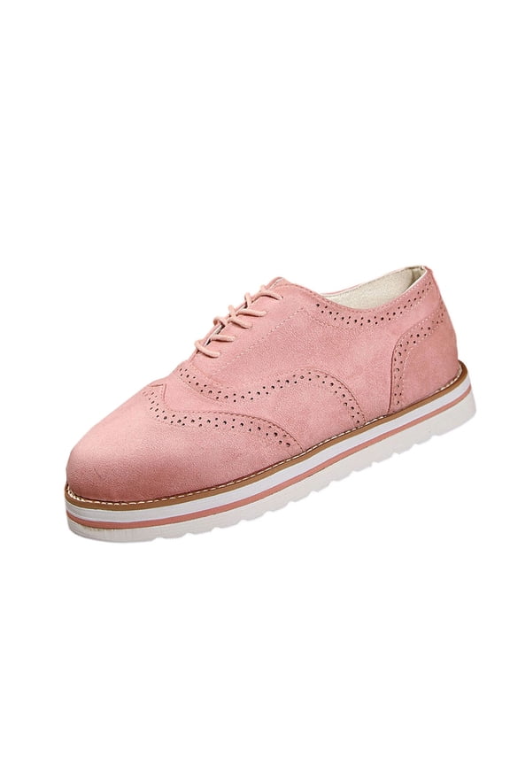 Women's Casual Lace-Up Loafers Brogue Round Toe Flat Platform Shoes with Thick Sole and Suede Texture Black Comfortable Everyday Wear
