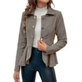thumbnail image 1 of Ahabrexf Womens Winter Tops, Casual Lapel Ruffled Double Breasted Suit Jacket for Women, 1 of 4