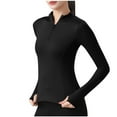 thumbnail image 1 of Ahabrexf Women‘s Casual Oversize Solid Round-neck Hooded Long Sleeved Blouse Shirt, 1 of 5