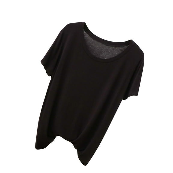 Ahabrexf Shirts for Women, Casual Thin Cut Fly Sweet and Bottom Shirt Short Sleeve Round Neck Top