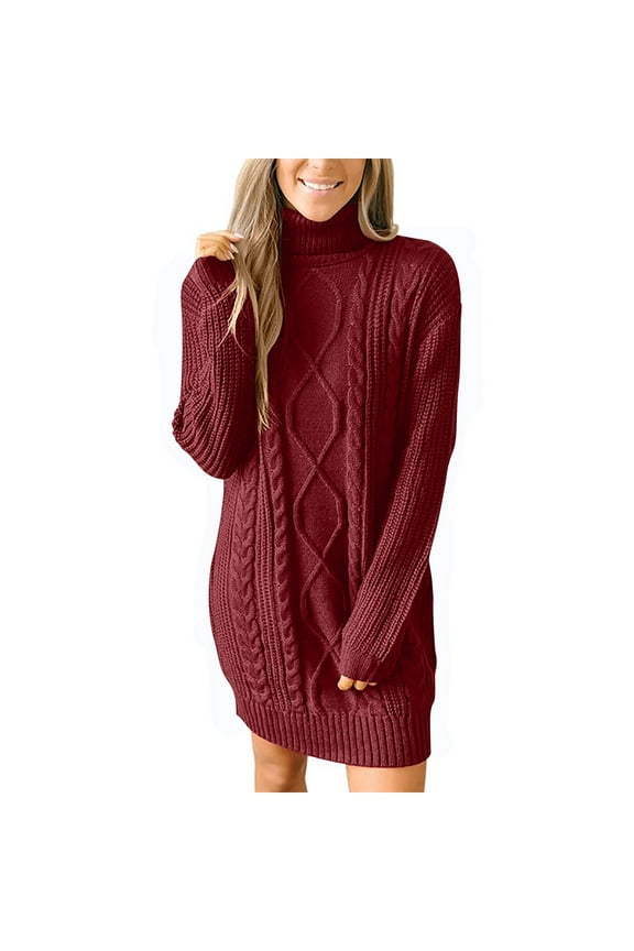 Shirts for Men, Women's Oversized Crewneck Fall Cable Knit Long Sleeve Chunky Sweater Dress