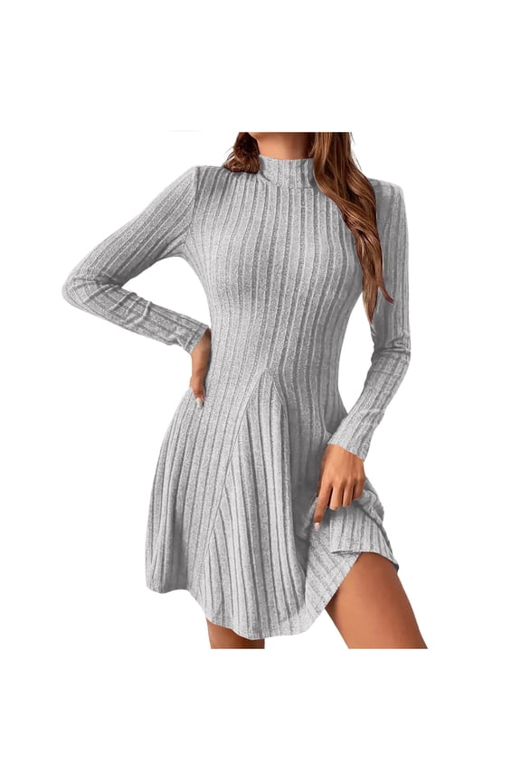 Winter Jackets for Women, Long Sleeve Slim Half High Collar Waist Cinched A-Line Dress Coat